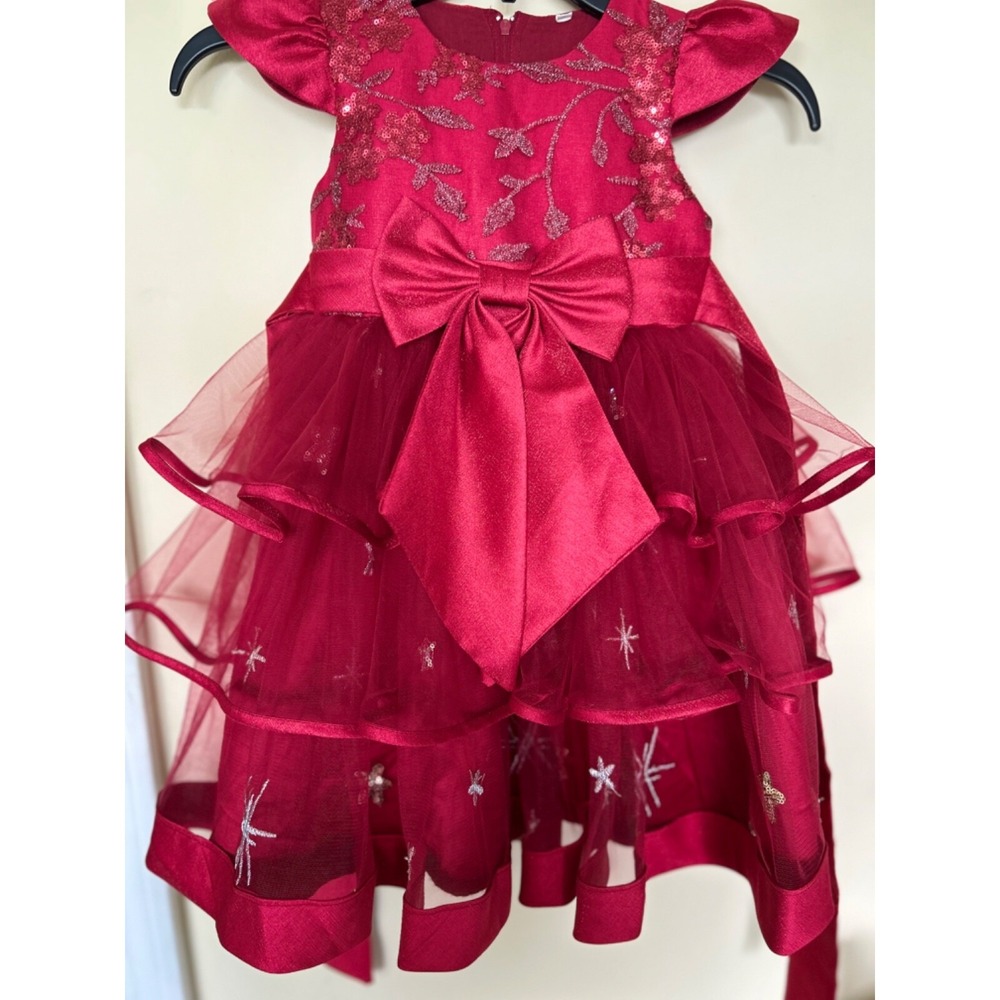 Toddler Dress Whimsical Fairy Princess Christmas Formal Sequins Bows Satin Fun